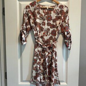 Freeway Paisley Print Dress with Belt